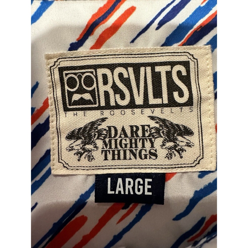 RSVLTS Mens Shirt Dare Mighty Things‎ Button Shirt Red/White/Blue Pattern L - Picture 7 of 9